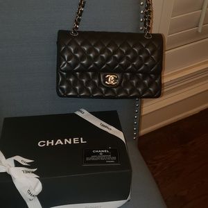 Chanel medium double flap black lambskin